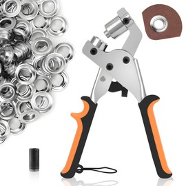 CHRI Professional Eyelet Pliers Set with 520 Eyelets (Diameter 10 mm) Magnetic Eyelet Press Made of Hardened Steel Eyelet Pliers for Tarpaulins, PVC Banners, Cardboard, Leather, Belts, Awnings,