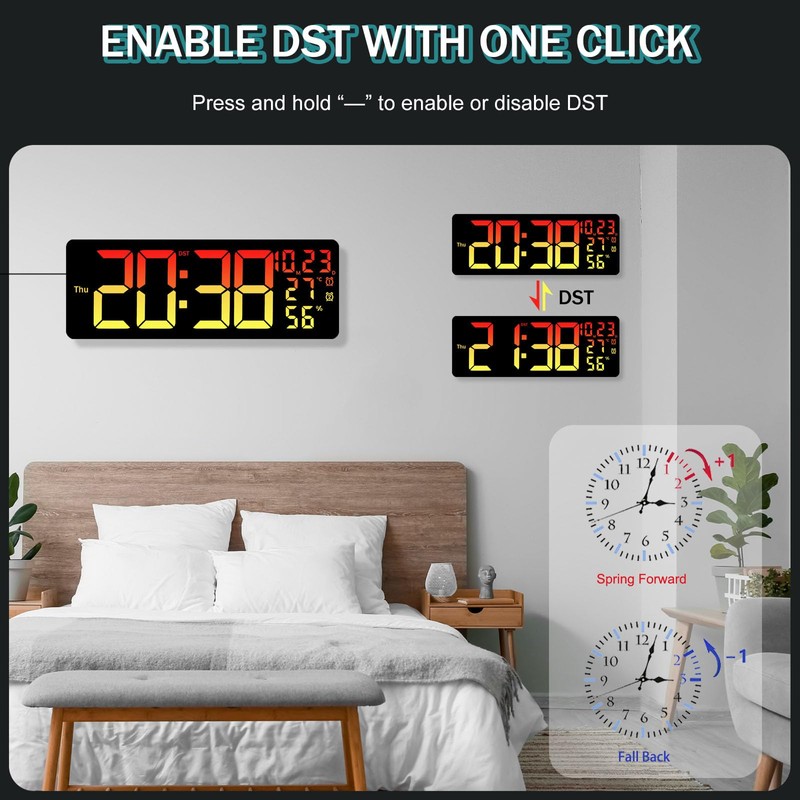 JoFomp 17.3" Large Digital Wall Clock, LED Digital Clock Large