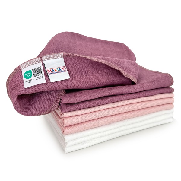 MAKIAN Muslin Nappies Pack of 9, 40 x 40 cm,