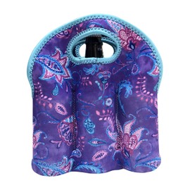 Koverz - #1 Neoprene Insulated 6-Pack Carrier, Beer Bottle Carrier, Six-Pack Tote - Violet Whimsy