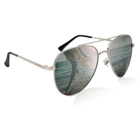 Original Genuine Glass Pilot Aviator Ultra Clear Clarity Unisex UV Protection Premium Set (SILVER Mirror Flash lenses/SILVER frame)