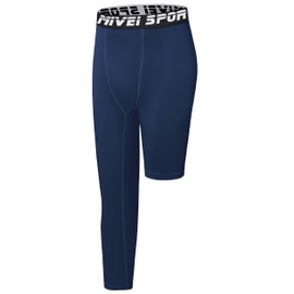 MIVEI Youth Boys One Leg Compression Pants - 3/4 Kids Basketball Tights Girls Football Soccer Leggings Sports Base Layer