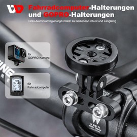 KMRDND Verstellbare Fahrradcomputer Halterung für Garmin Edge, Wahoo Elemnt, Bryton, XOSS G/G+, iGPSPORT GPS Fahrradcomputer, auch für GoPro-Kameras und Lampe (Aluminiumlegierung)