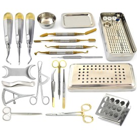 20 Pcs New PRF Box PRP Box Grf System Platelet Rich Fibrin Set Surgi Membrane Tools Kit with Dental Elevators, Castroviejo, Bone Caliper, Needle Holder, Retractors, Grafe Tweezer Adson Kocher MDK-06