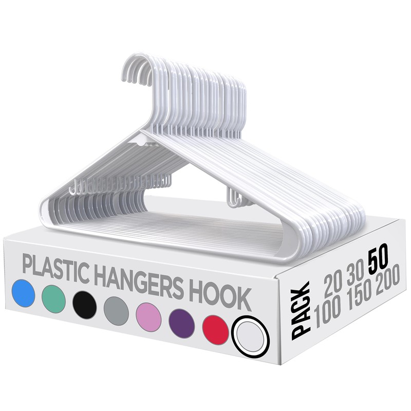 Utopia Home Plastic Hangers 50 Pack - Clothes Hanger with