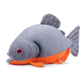 lilizzhoumax Piranha Fish Plush Toy 22 cm/8 Inch Simulated Animal Piranha Fish Kawaii Piranha Fish Plush Toy Realistic Fish Plush Toy for Wild Animals Gift for Children Grey