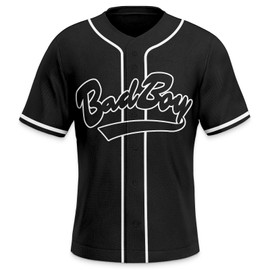Men's Bad Boy #10 Baseball Jersey 90s Vintage Hip Hop Clothing Unisex Short Sleeve Shirts Gift for Fans Party Black
