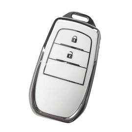 Kinotaka Toyota Exclusive Design TPU 2 Button Smart Key Case for New Yaris Harrier Aqua Late Corolla GR Yaris Key Cover, white