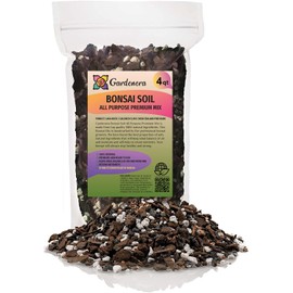 Premium Bonsai Soil All Purpose Fast Draining Mix - Pumice, Lava, Calcined Clay and Pine Bark Potting Pre Mixed Bonsai Plant Soil Mixture by GARDENERA - Made in USA - (4 Quart Bag)