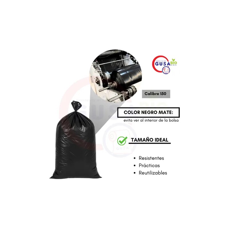 1 Kg Bolsa Negra Para Basura Ecolgica 90x120