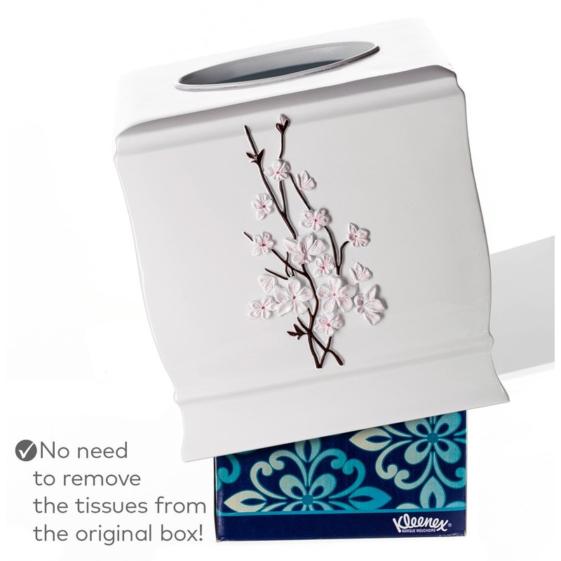 Creative Scents Vanda Tissue Box Cover Square - Cherry Blossom