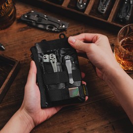 VIPERADE VE18 EDC Pouch, Pocket Organizer Pouch for Men, EDC Pocket Organizer Pouch, 3 Slots with 2 Zipper Pockets, EDC Pouch Multitool Pouch (XPAC-BK CIRÉ)