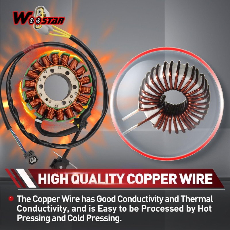 WOOSTAR 18 Coil 5 Wire Magneto Stator Replacement for 2014-2017