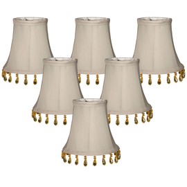 Royal Designs CS-314B-5GR-6 Beaded Bell Chandelier Lamp Shade, 3" x 5" x 4" - 6 Pack, Grey, 6