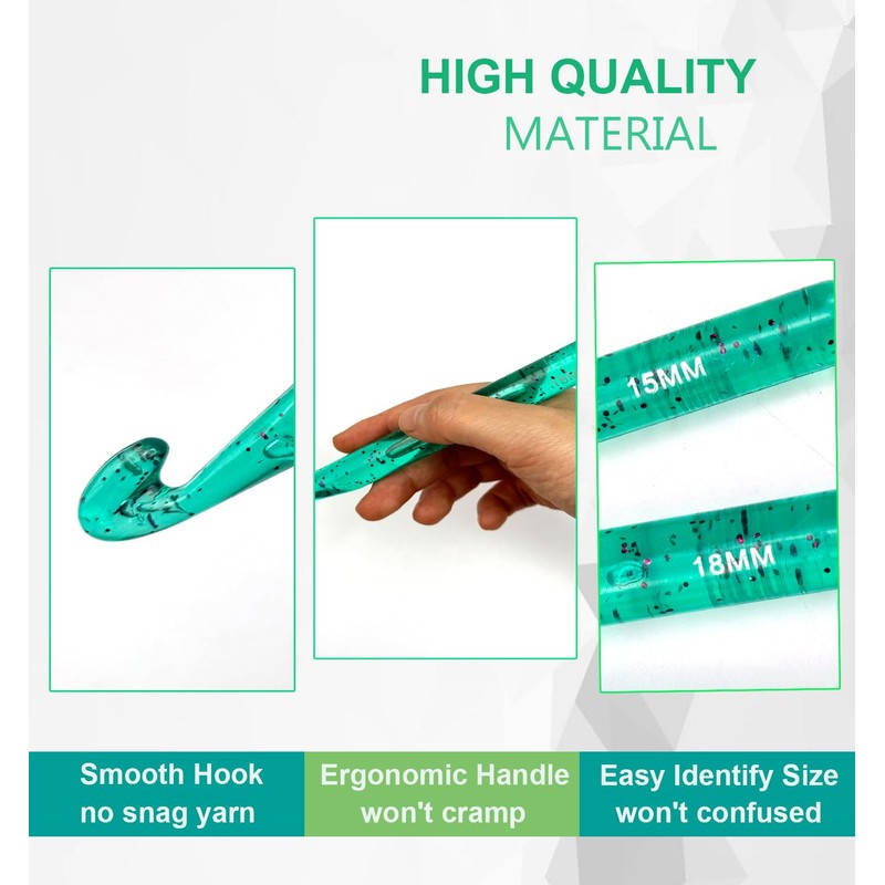 Weabetfu 25mm Large Crochet Hook,Huge Crochet Hooks for Chunky Yarn,Ergonomic
