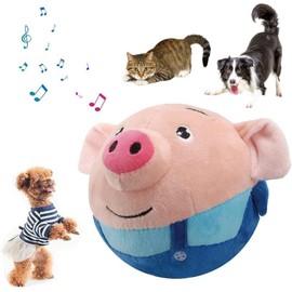 Aymxcls Active Moving Pet Plush Toy, Interactive Talking Moving Dog Ball Toy, Washable Cartoon Pig Plush Sound Electronic Shake Bounce Boredom Toys for Dog, Pets, Cats