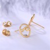 Round Small Sea Wave Stud Earrings for Women (Gold-Toned B)