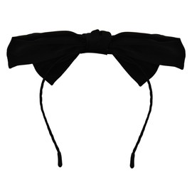 Guqqeuc Black Bow Headband for Women Girls Silk Bows Hairband for Girls Top Bows Hair Hoop Bowknot Head Bands for Thick Thin Hair Styling Accessories for Party Supplies