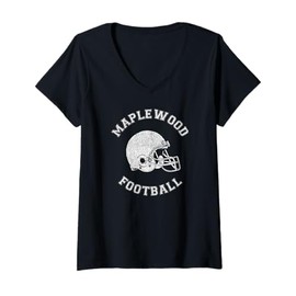 Womens Maplewood Football Distressed 1980's Retro P.E.Dept Style V-Neck T-Shirt