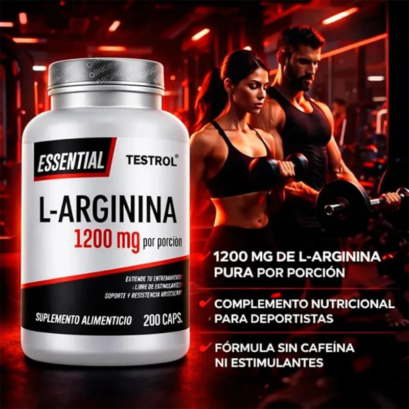 Arginina Essential Suplemento Aminoácido 1200mg Cápsulas Puras Apoyo Rendimiento Físico