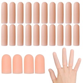 Copeflap Finger Sack Silicone Finger Tips Nails Protective Caps Supporter Protector Extra Thick (Skin Color, Pack of 20)