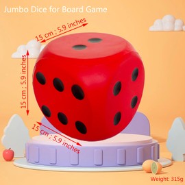 ASMFUOY Giant 5.9 Inches Kawaii Foam Dice: A Fun-Filled, Educational Toy for Game Nights and Learning Sessions (Lucky Red)