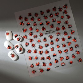 1 Sheets Ladybug Nail Decals for Nail Art 5d Embossed Bug Nail Stickers Self-Adhesive Cute Ladybug Nail Decals Summer Nail Decoration Supplies for Women DIY Manicure Designs