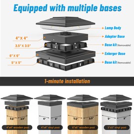 VOLISUN Solar Post Cap Lights Color Changing Outdoor Waterproof, RGB Modes Fence Post Cap Lights 16 Pack, for 4x4 x5 x6 Wooden/Vinyl(Black)