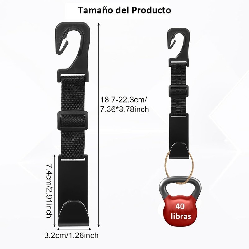 4 Piezas, Ajustable, Ganchos para Reposacabezas de Asiento de Coche,