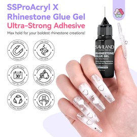 SAVILAND Nail Rhinestone Glue for Nails: 2 PCS 12 ml Super Strong Adhesive Nail Glue for 3D Design Nails for Nail Art Decorations Nail Charms Gems Jewel Diamonds Cured Need