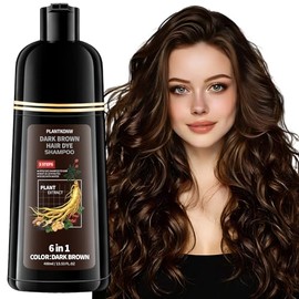 Champú de tinte para el cabello castaño oscuro, 6 en 1, champú de color de cabello semipermanente para cobertura de canas, tinte natural para mujeres 