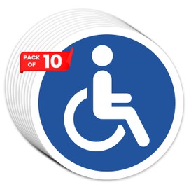 Pack of 10 Stickers for Wheelchair Users, Car, Disabled Stickers (Diameter 14 cm)