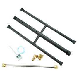 Americangaslogs Rectangular Gas Fire Pit and Gas Fireplace H-Burner H Burner for Gas Fireplace bunrer with 3 Pipes (15 inch) Patent Applied