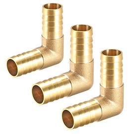 TOP-VIGOR 3 Pieces 16mm Barb Brass 90 Degree Elbow Connector Coupling Hose Fitting for Air Water Oil