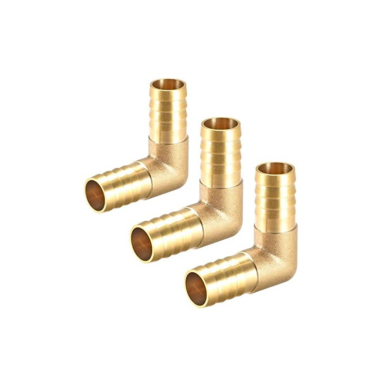 TOP-VIGOR 3 Pieces 16mm Barb Brass 90 Degree Elbow Connector