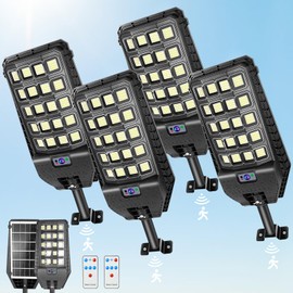 Ugecl 4 Pack Solar Motion Lights Outdoor, 1000LM 400 LED Parking Lot Lights Outdoor, IP65 Waterproof Solar Street Light, Wide Angle Light Motion Sensor for Street, Garage, Garden