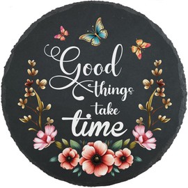 Generic Garden Stones - Stepping Stone - Good Things Take Time - Home Decor, Motivational Gifts, Decorative Slate, Plaque, Signs L11 (R02), NLS (L13)
