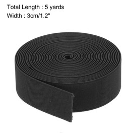 MECCANIXITY Elastic Bands for Sewing 1.2"(3cm) 5 Yard Black Knit Elastic Spool High Elasticity for Wigs, Waistband, Pants
