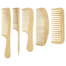 Hair Comb Set, 5 Pieces, Wide and Fine Tooth Combs for All Hair Types, Detangling Tail Combs