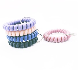 jtkdxqs 5PCS Stretchable Wristband Keychain with O Ring Spring Spiral Wrist Coil Band Bracelet Key Holder Key Chain for Women Outdoor