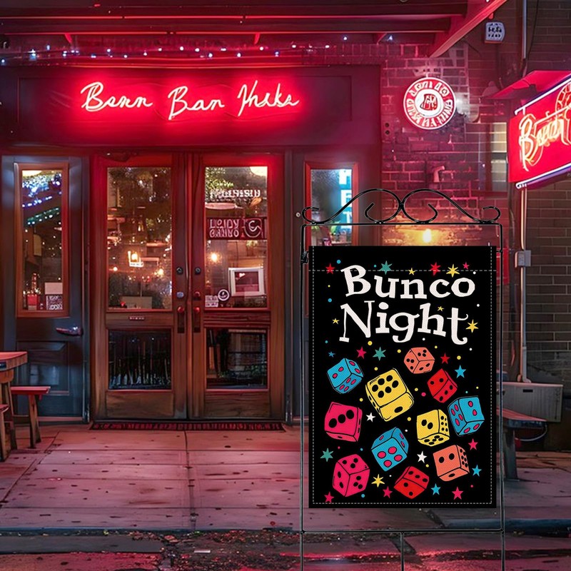 Bunco Night Large Decorative House Flag, Interests Game Dice Bingo