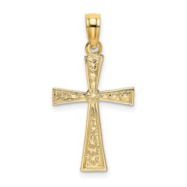 IceCarats 14K Solid Yellow Gold Latin Mexican Holy Cross Flared Necklace Religious Chain Pendant Jesus Christ Charm Only