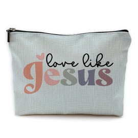 Yomisex Love Like Jesus Christian Bible Makeup Bag, Christian Religious Bible Verse Gifts for Women, Bible Verse Scripture Cosmetic Bags Toiletry Bag for Women（Blue）