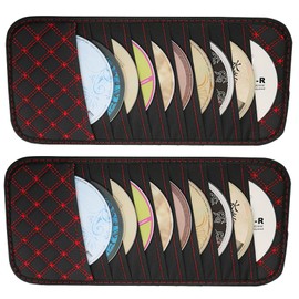 2PCS Car CD Holder Storage Case, Car/Truck/SUV Sun Visor Organizer, Personal Belonging and Registration, Cards, Document, Ticket Storage Pouch + 10 Pocket CD