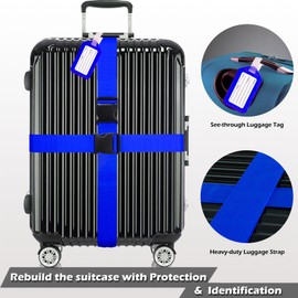 TRANVERS Travel Straps Luggage Straps Suitcases Baggage Strap Sturdy 4-Pack Blue