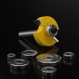 1/4 Inch Shank Rabbet Router Bit with 6 Bearings Set-1/8, 1/4", 5/16", 3/8", 7/16", 1/2" Interchangeable Bearings for Solid Wood Particle Board Plywood