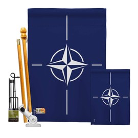 Americana Home & Garden FK140164-BO Nato World Nationality Decorative Vertical Kit, House & Garden Flags Set w/Flagpole, Multi-Color