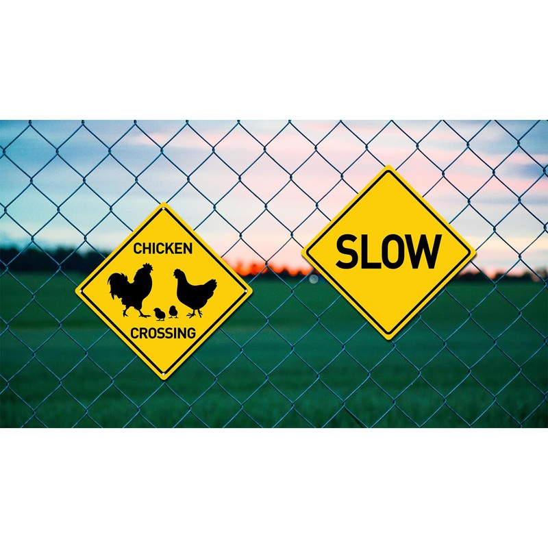 BTHUKO Chicken Silhouette Crossing 12" X 12" Funny Novelty Road