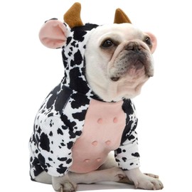 Disfraz divertido de fiesta para perro, disfraz de vaca para perros, Navidad vacas leche, ropa de gato (vaca, S)