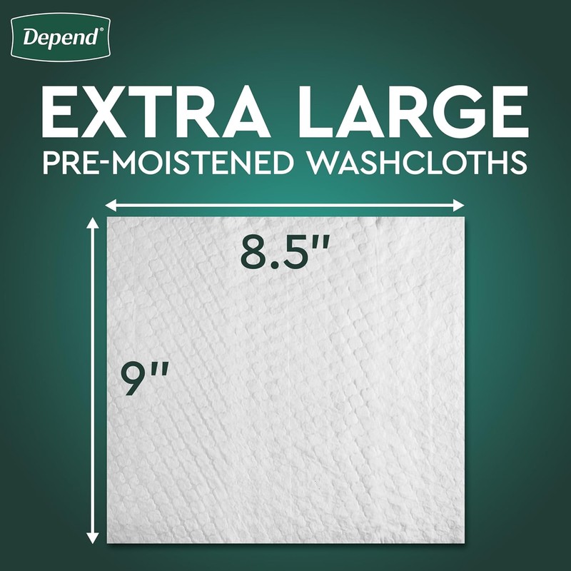 Depend XL Disposable Washcloths for Adults, 8 Flip-Top Packs, 42